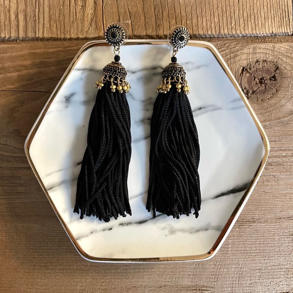 Black Fringe Earrings